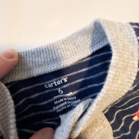 Carter's boys 6 month footless romper in stripes - Picture 2 of 4
